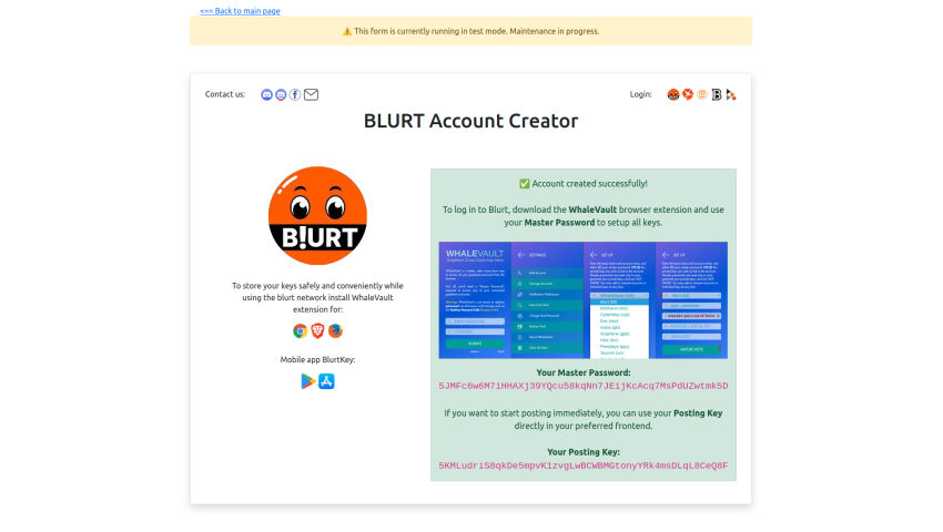 Blurt account creator part 3 - better and more intuitive UI for newcomers.
