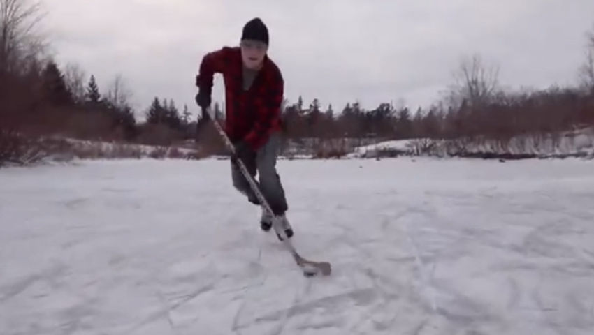 Ice hockey on Beaver pond- Filmed with DJI Osmo