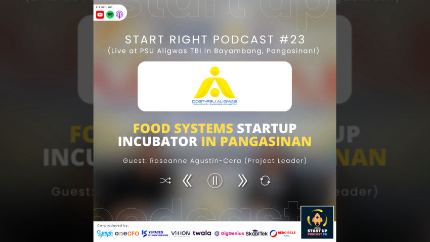 Start Right Podcast #23: PSU Aligwas TBI - Food Systems Startup Incubator in Pangasinan